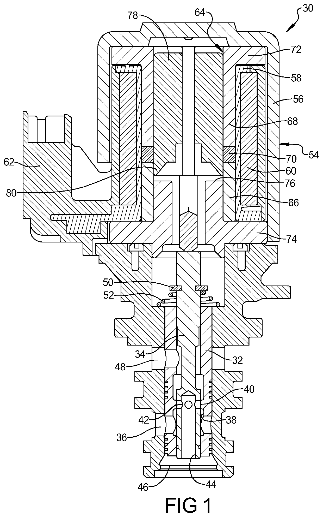 Solenoid having inverse tapered armature for solenoid-actuated valve