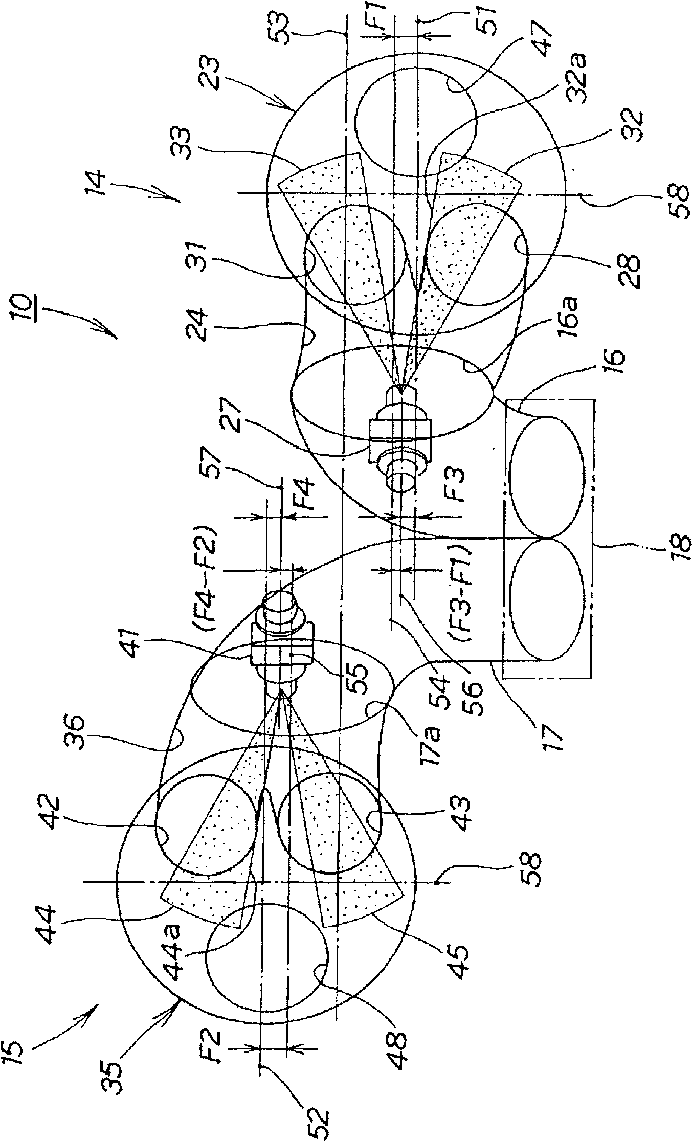 Fuel jetting valve dispatching structure of V-type two-cylinder engine