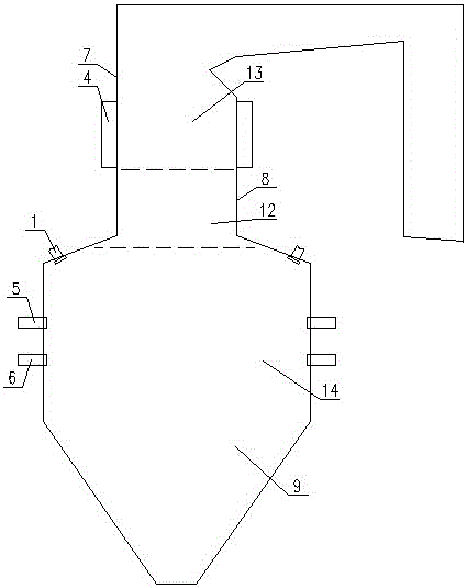 W-firing boiler advanced denitration combustion method