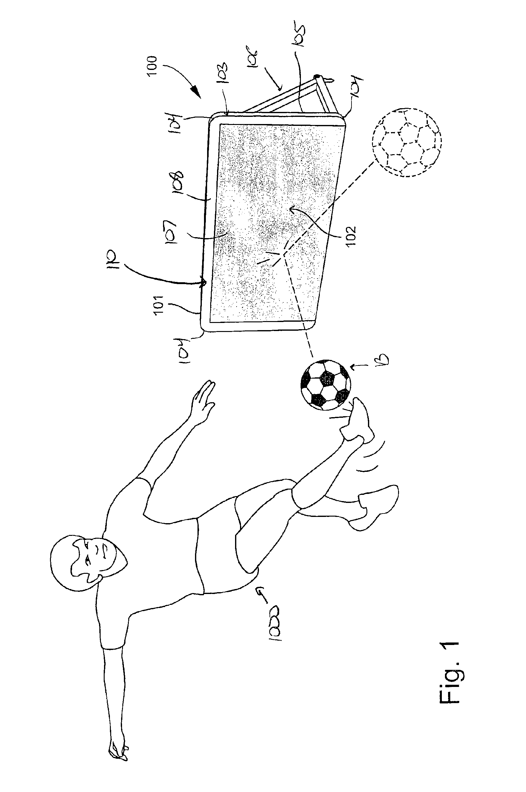 Soccer training device, method of use and system