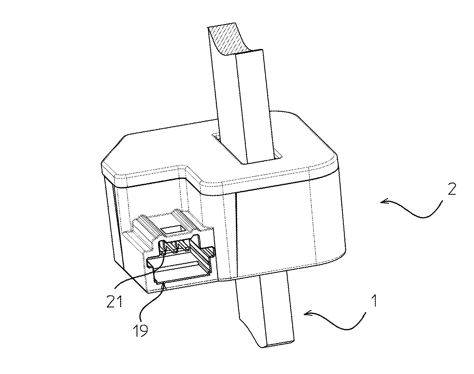 Electrical current sensor with grounded magnetic core