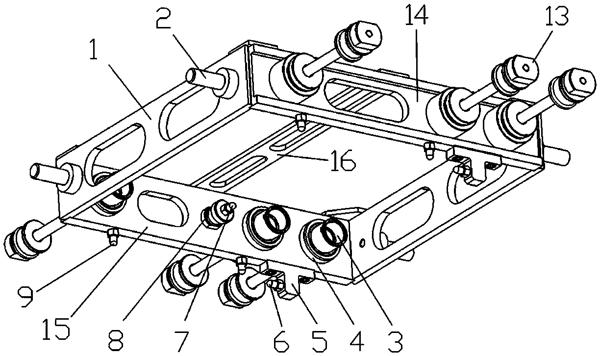 Assembly mold for forklift fork frame main roller shaft