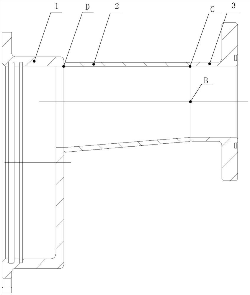 A special-shaped gradual exhaust structure with low flow pressure loss