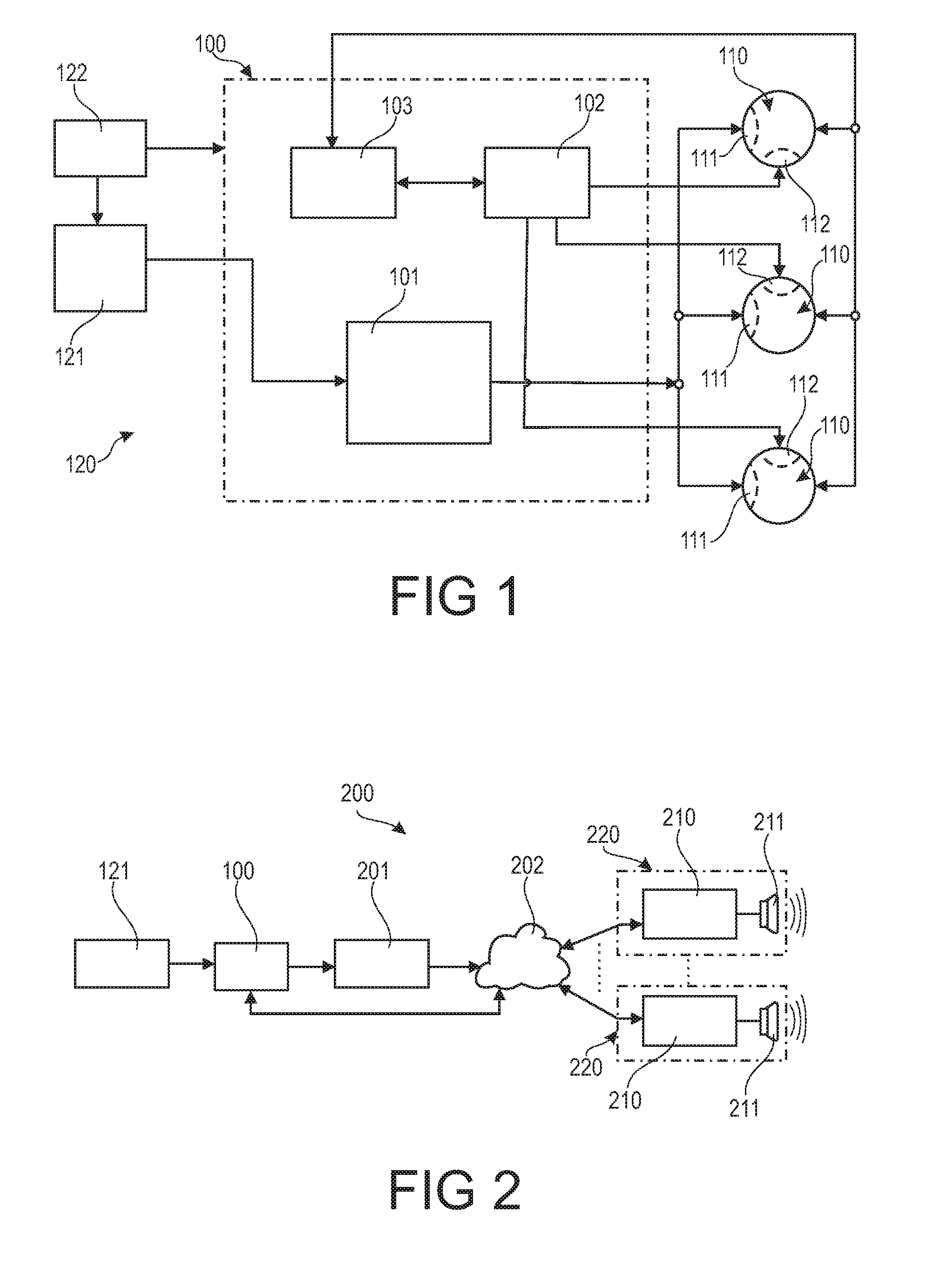 Device for and method of generating audio data for transmission to a plurality of audio reproduction units