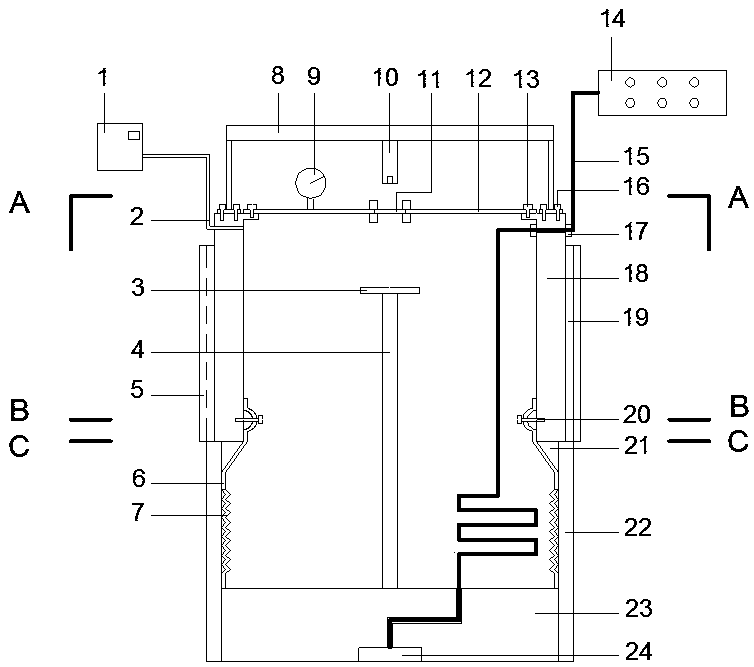 Apparatus and method for simulating complex heap load on soil surface