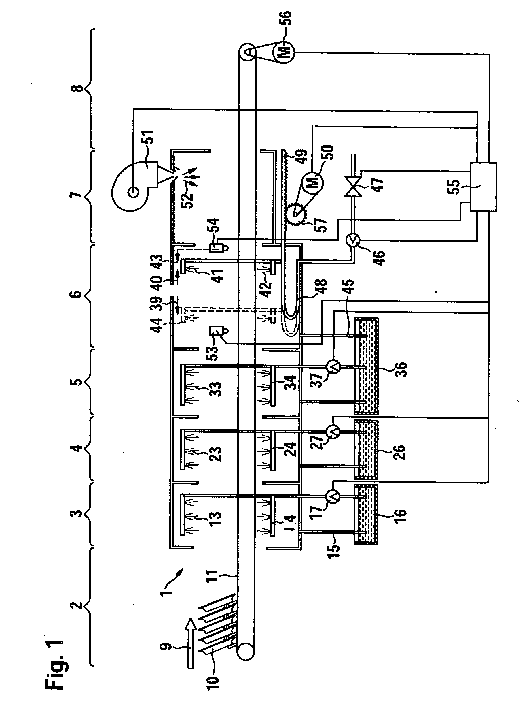 Device for operating a conveying dishwashing machine