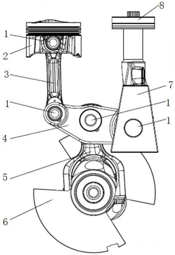 Engine transmission device with variable compression ratio and engine