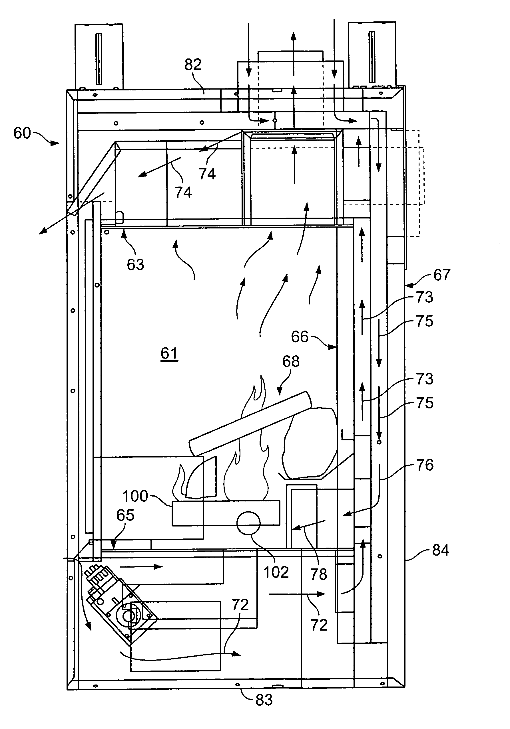 Heat activated air shutter for fireplace