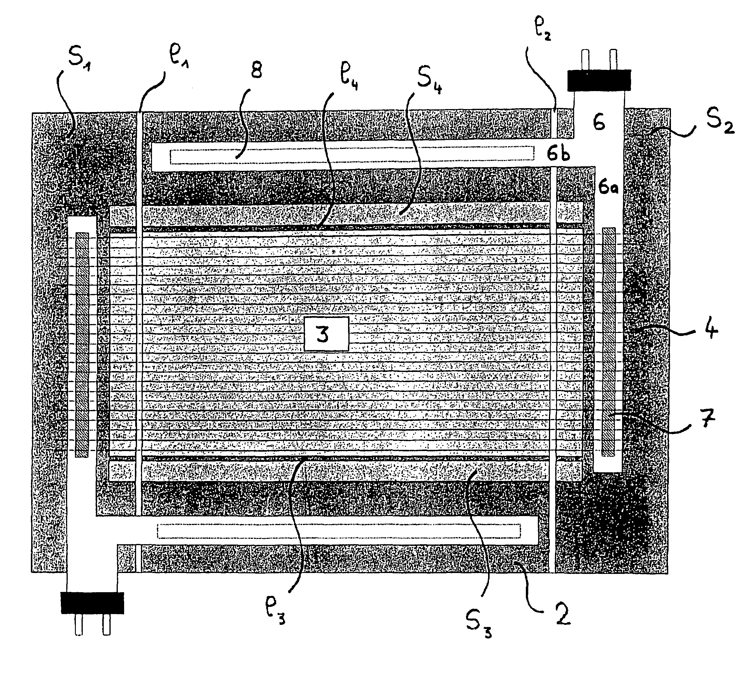 Electrochemical device such as electrochromic or photovoltaic device and electrical connection means thereof