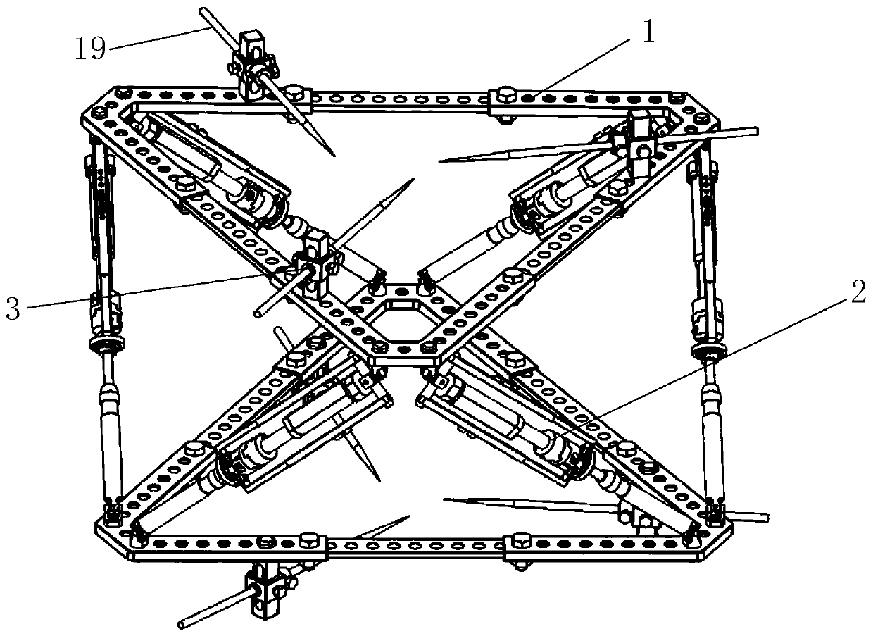 Bone rehabilitation external fixing frame with stepless adjusting jig