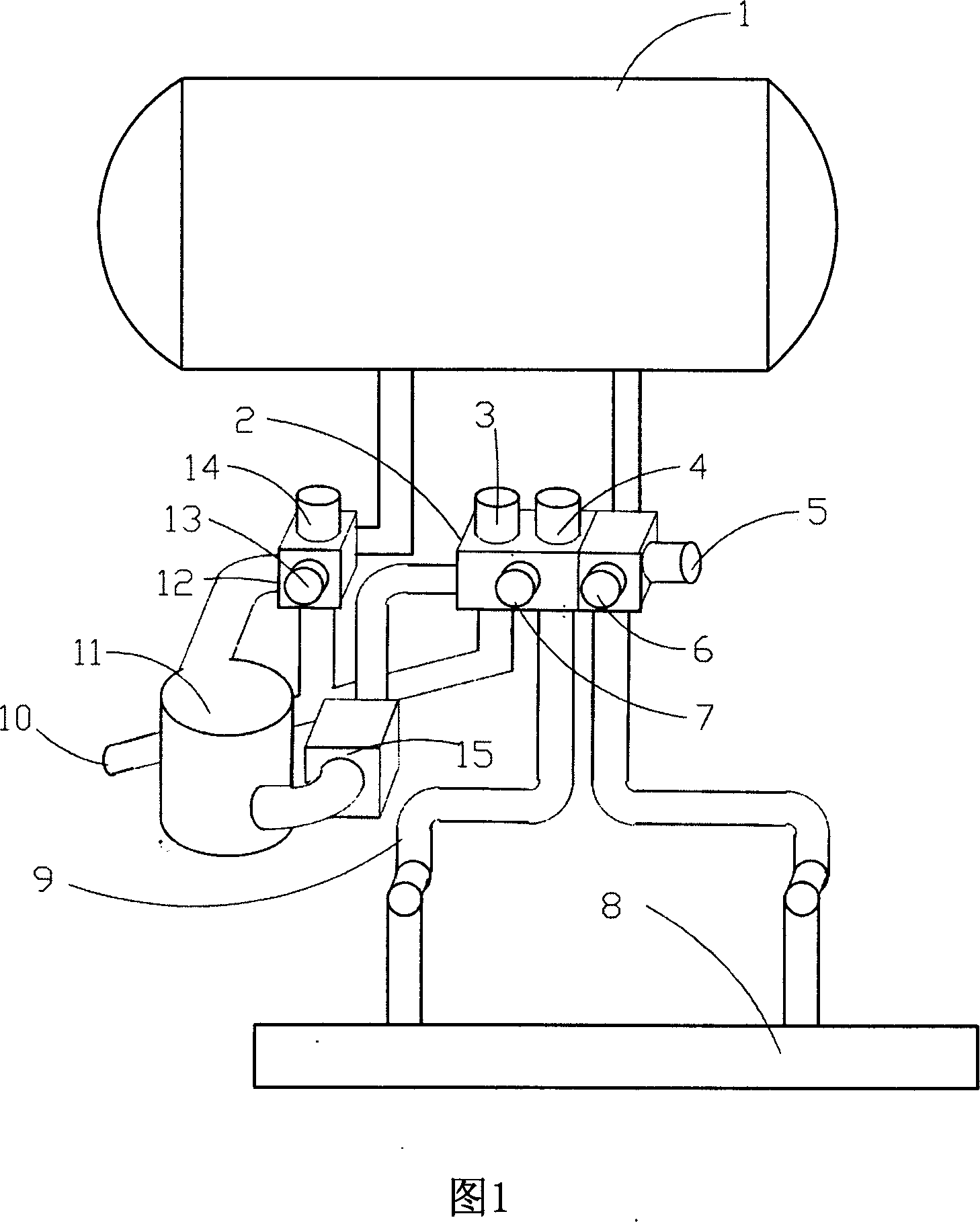 Vehicular equipment bituminous pitch automatically combined valve device