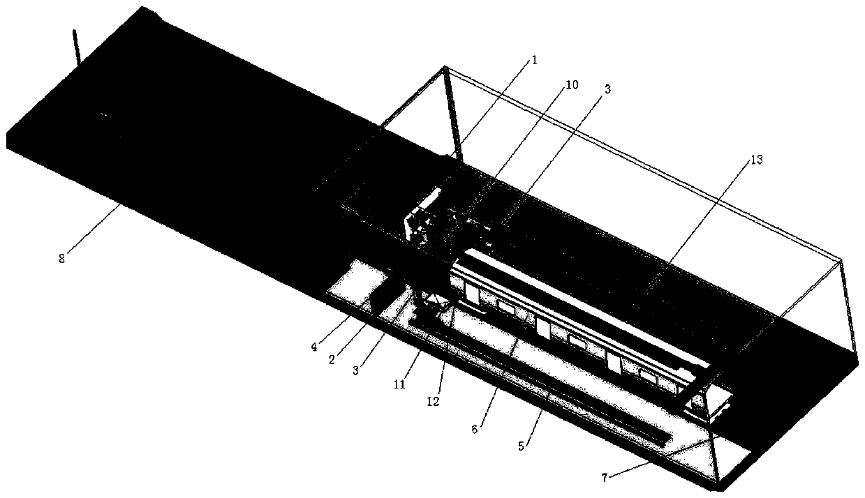 A rail vehicle side wall automatic wire drawing system and wire drawing process