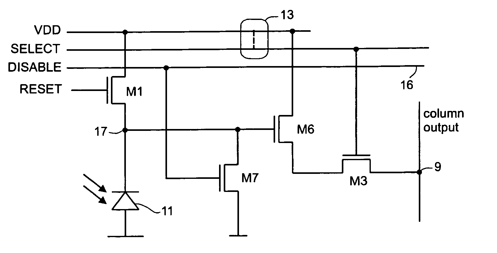 Pixel array with reduced sensitivity to defects