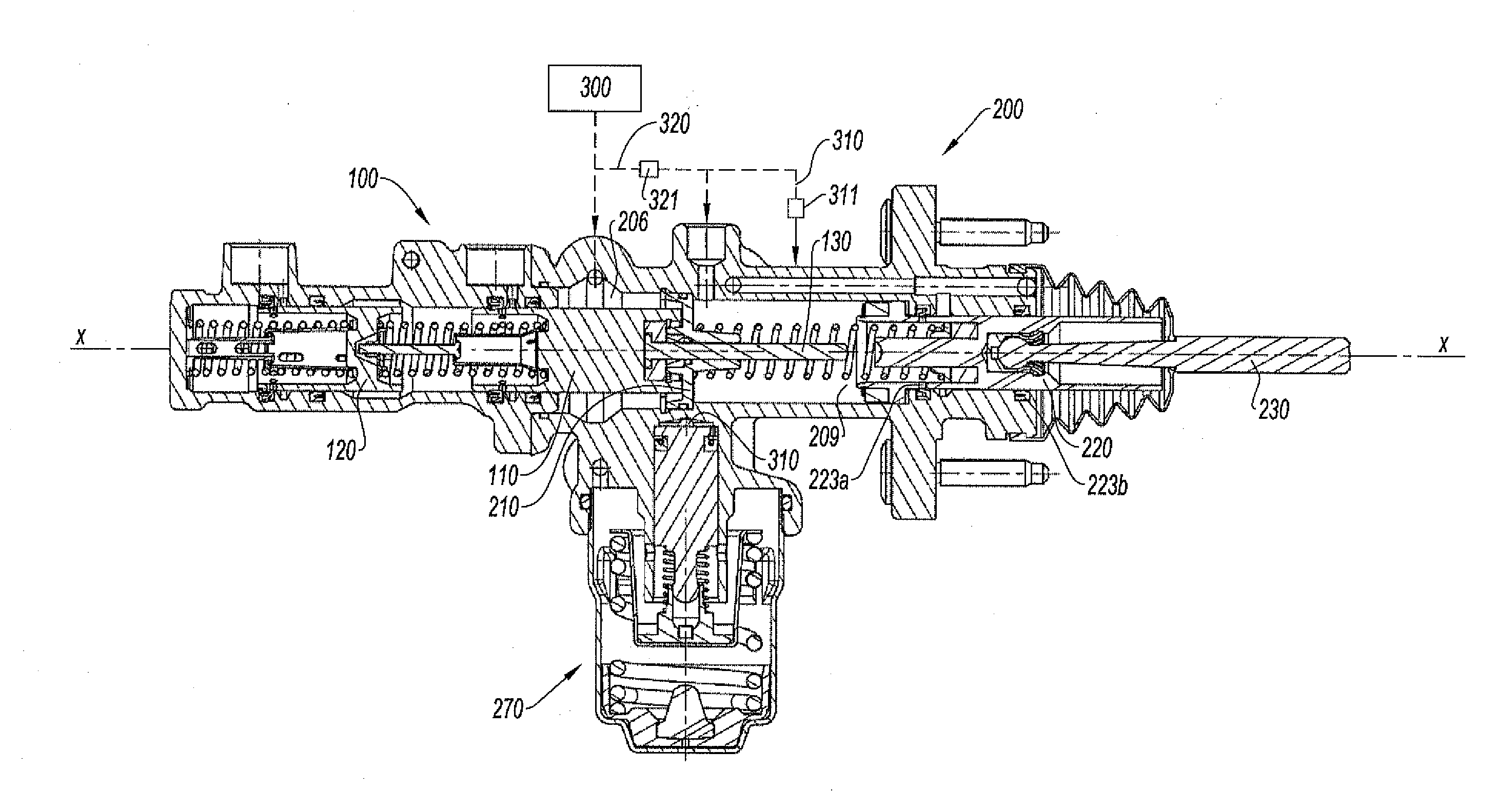 Brake system with master cylinder, disengaged from the brake pedal, and hydraulic brake booster