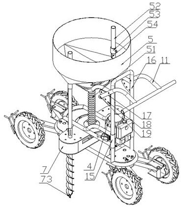 Hand-held hollow drill pipe soil-loosening deep-hole fertilizer applicator