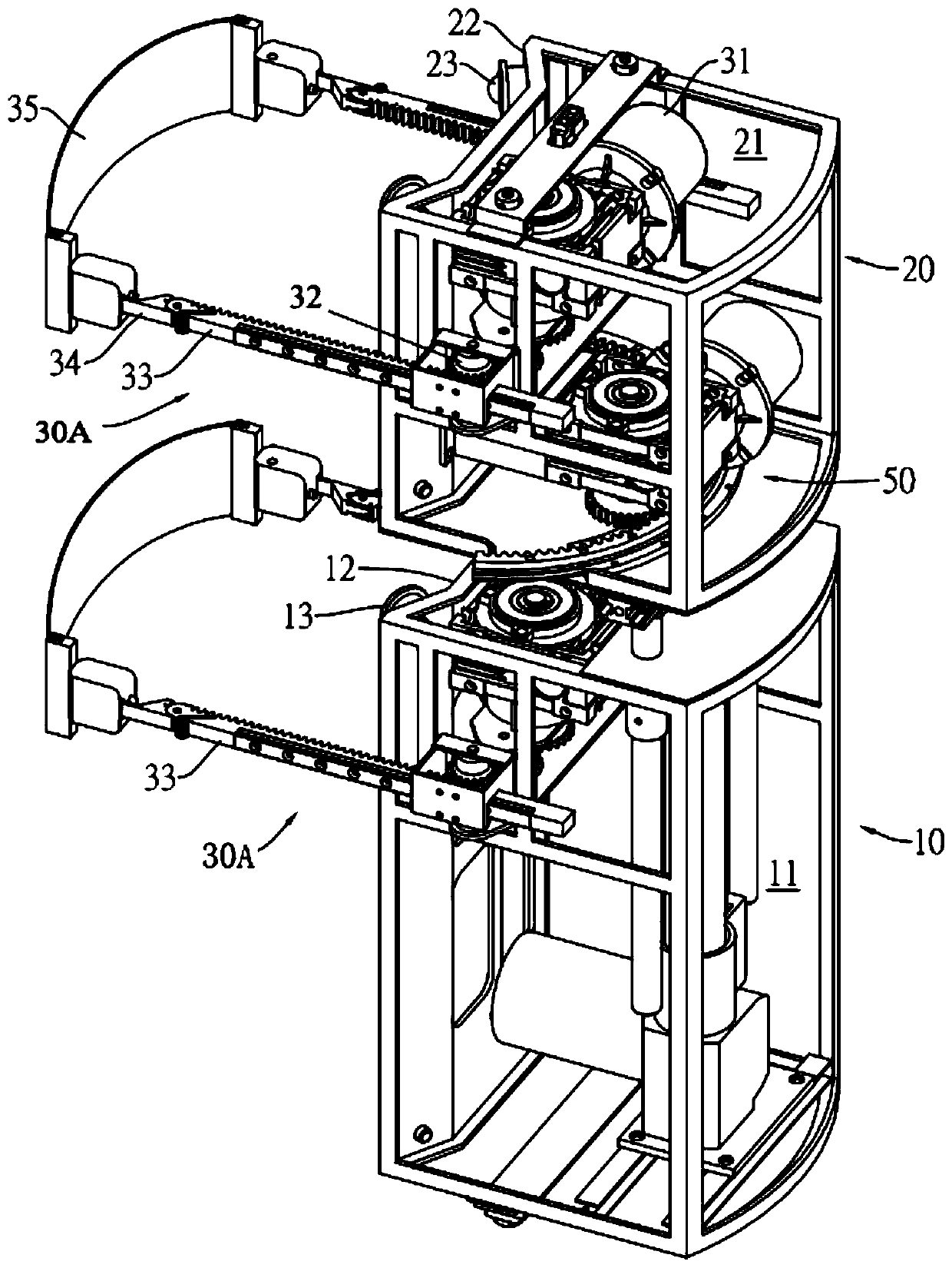 Crawling robot and its climbing pole structure