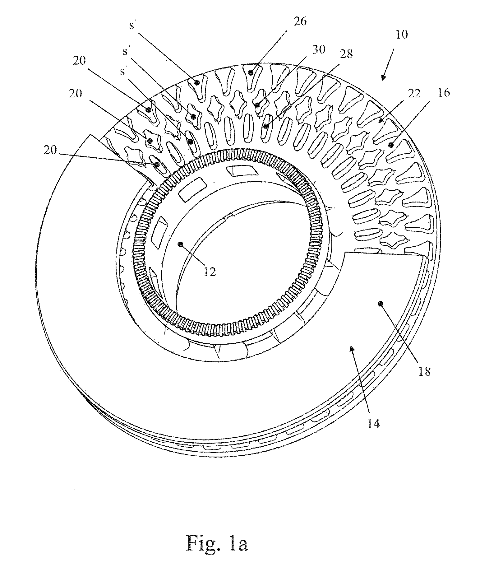 Braking band of a disc for a ventilated-type disc brake