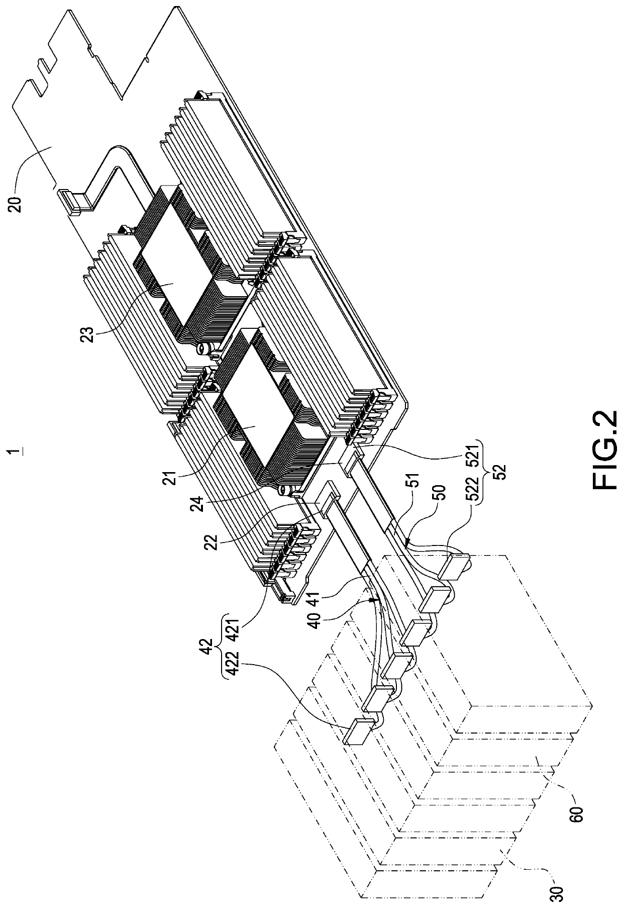 Chassis internal connection structure for server