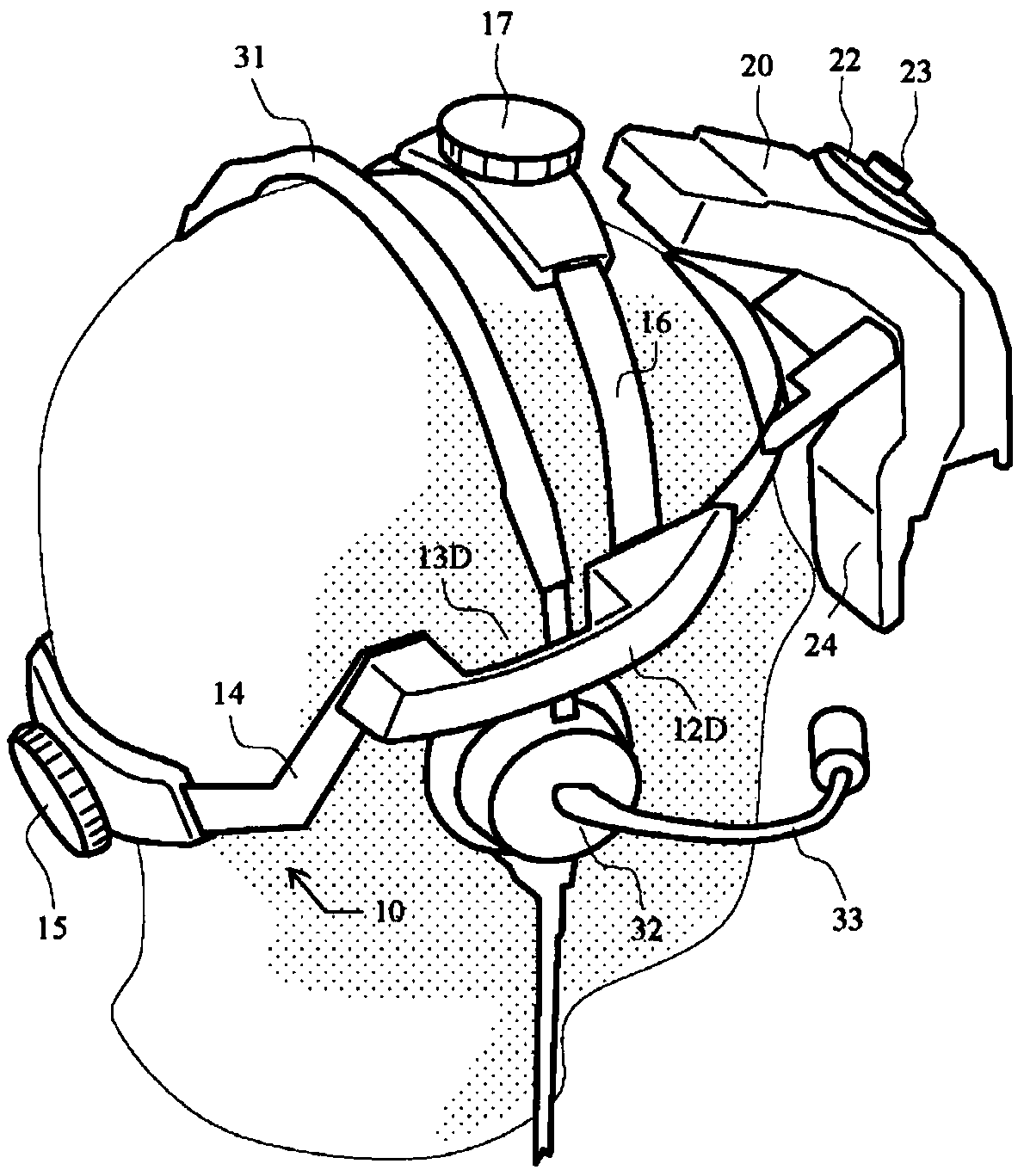 Aircraft head-mounted visualisation system with hasps compatible with audio headphones