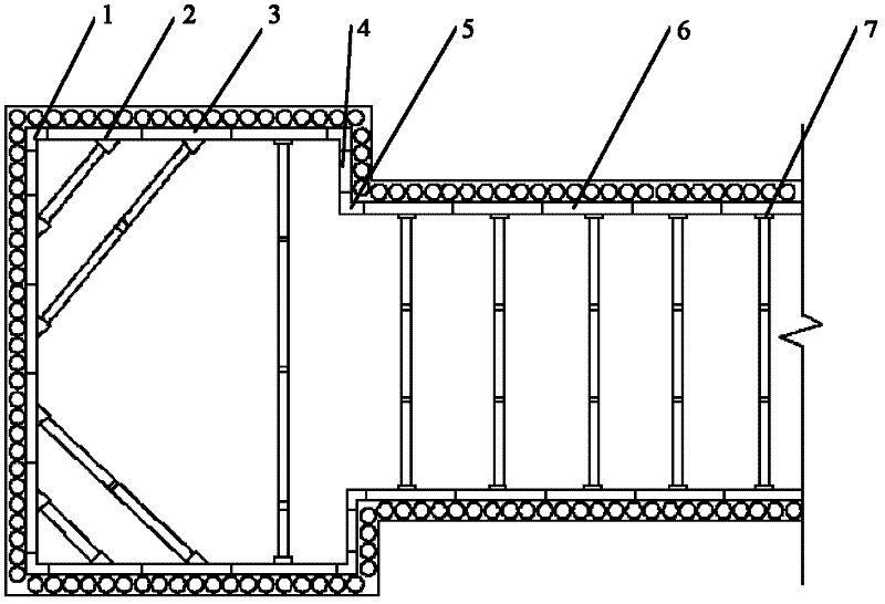 Enclosing purlin comprising square steel pipe and light concrete for supporting foundation pit