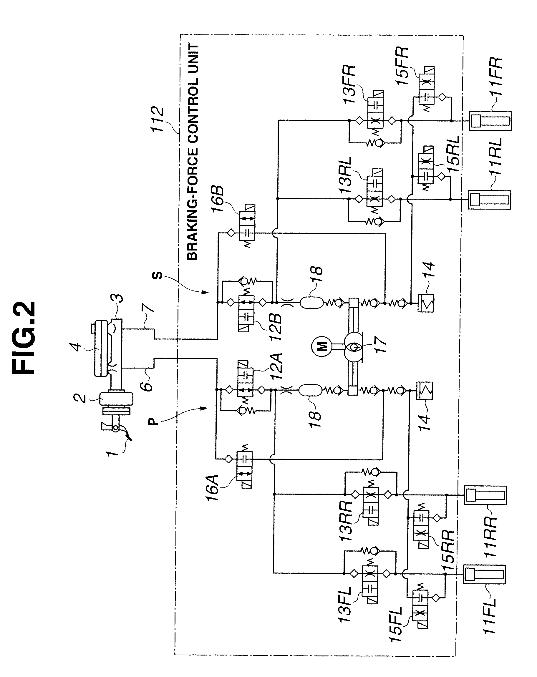 Braking force control device for vehicles