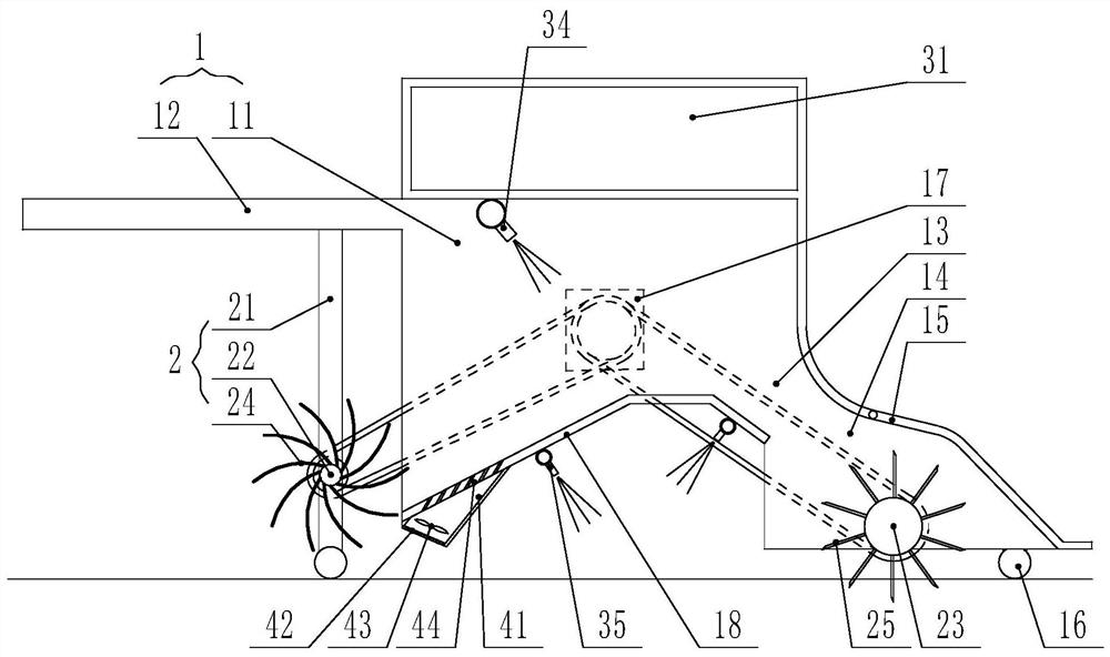 Elastic tooth type decomposition agent spraying device for straw returning