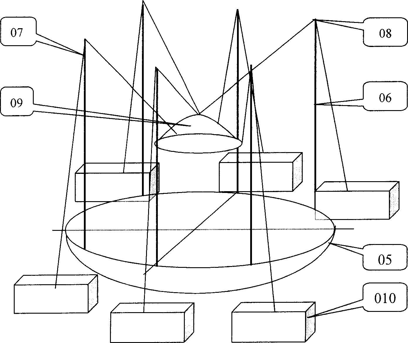 Multiple-wave feed automatic switch and drive device for large-scale flexible radio telescope antenna