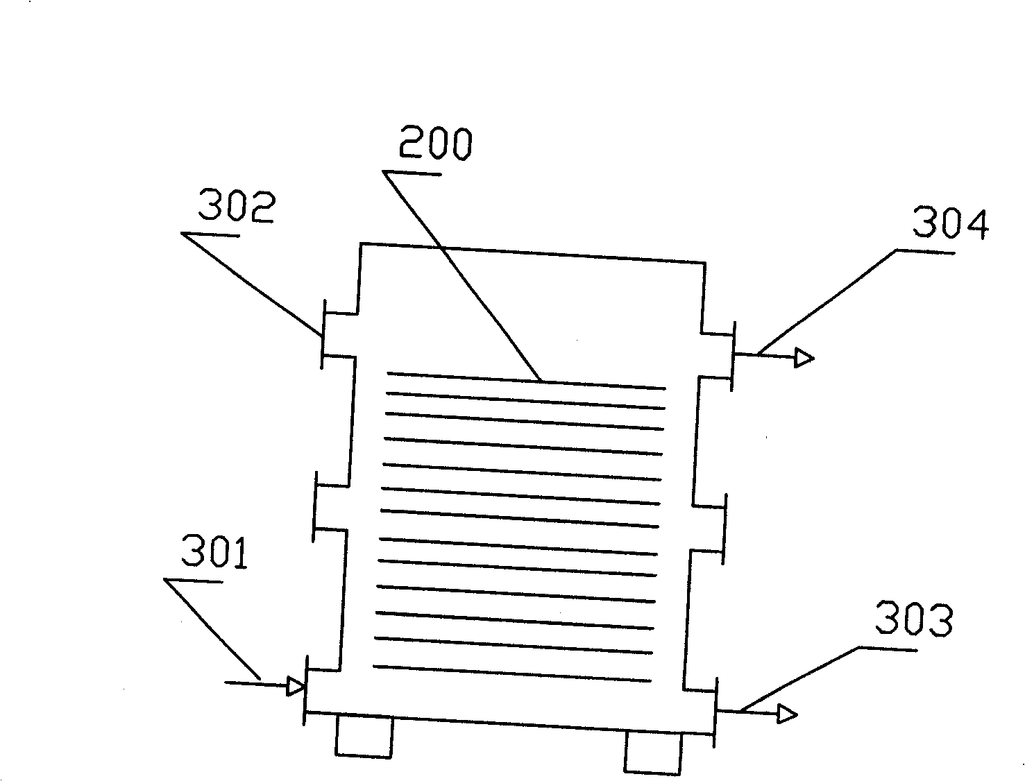 Side flow lamella using standard box body