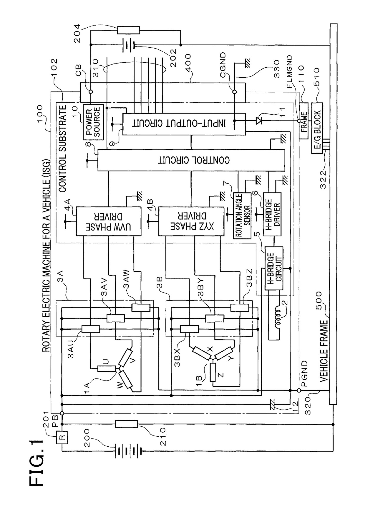 Rotary electric machine for a vehicle