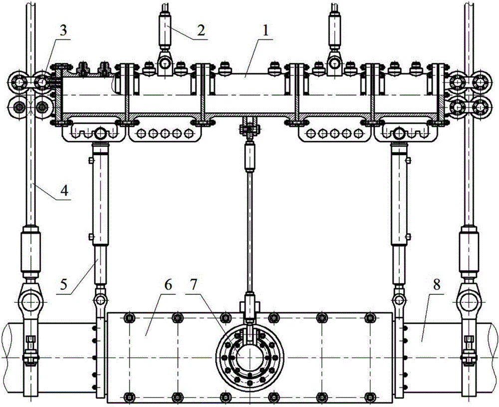 Guide type air cylinder balance submarine pipeline access device and method