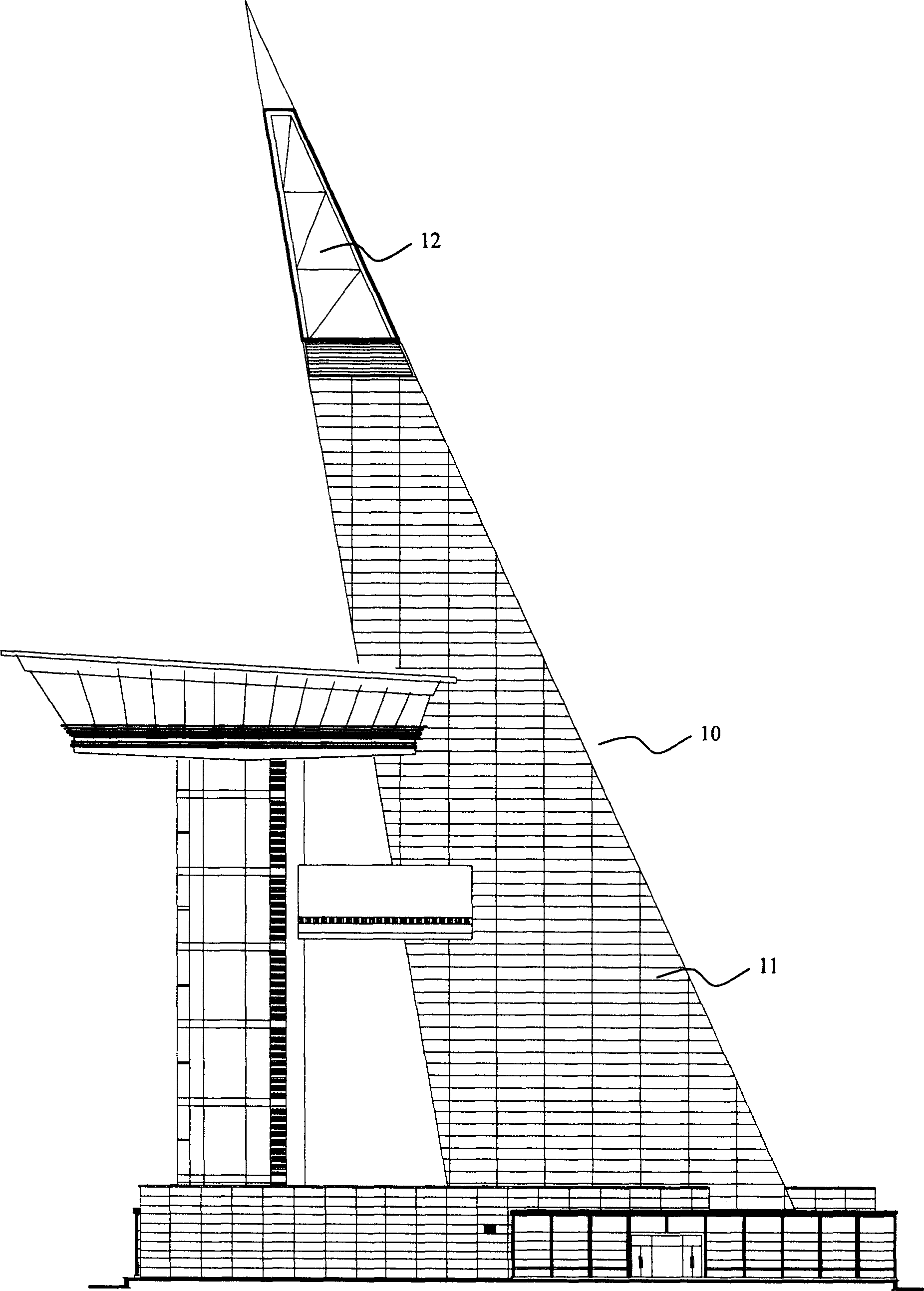 Fixing device and building method for outer decorative stone curtain wall of steel pipe truss tower