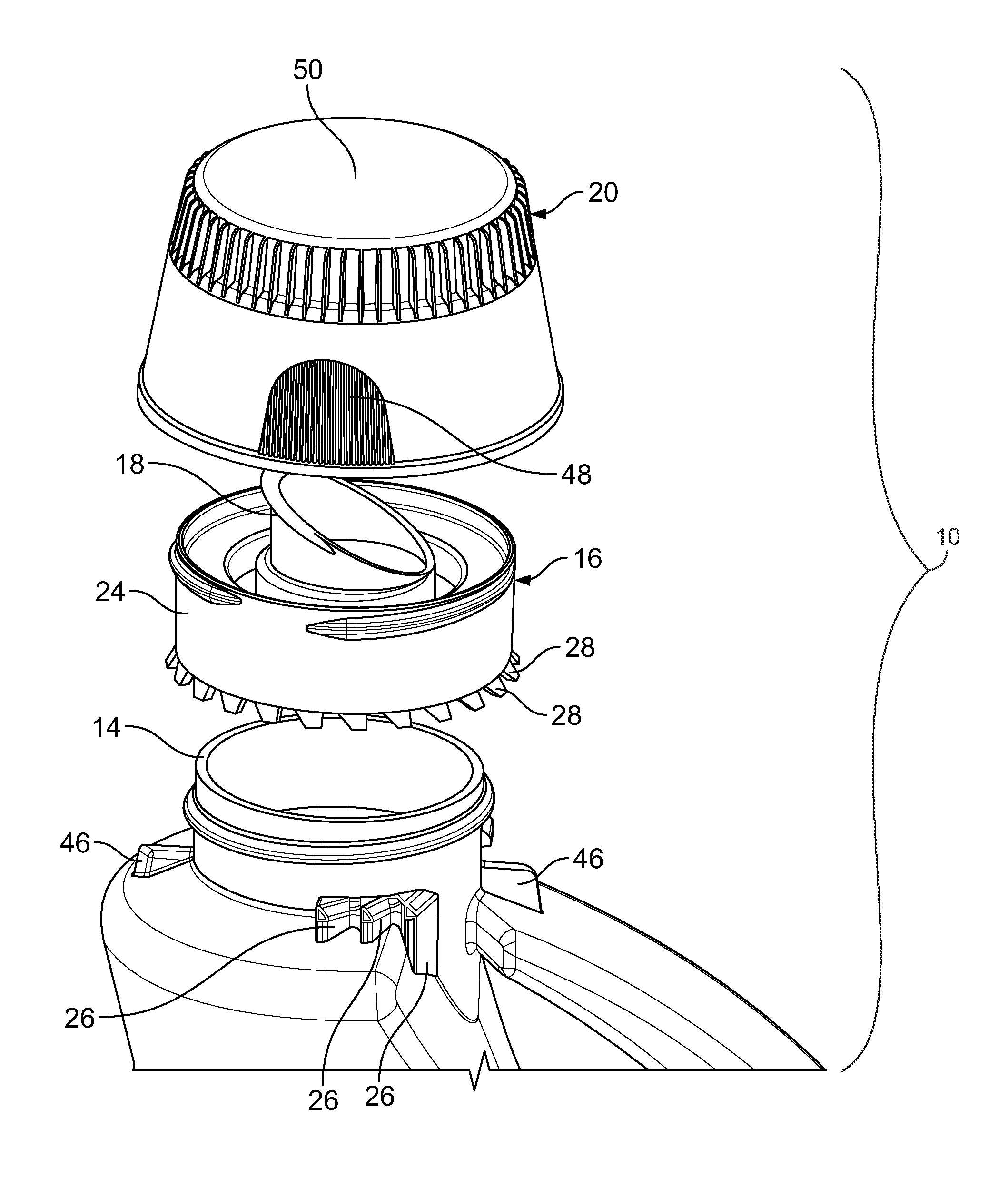 Two-piece child-resistant dispensing closure