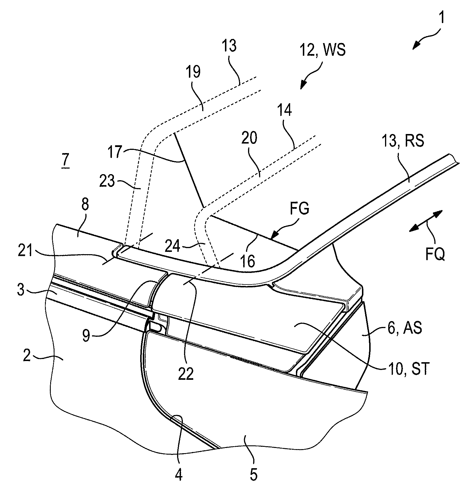 Convertible having a convertible top and a windbreak device