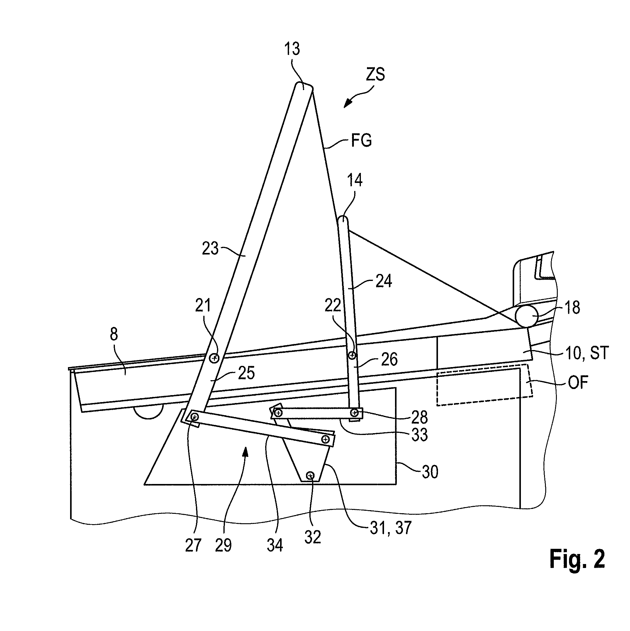 Convertible having a convertible top and a windbreak device