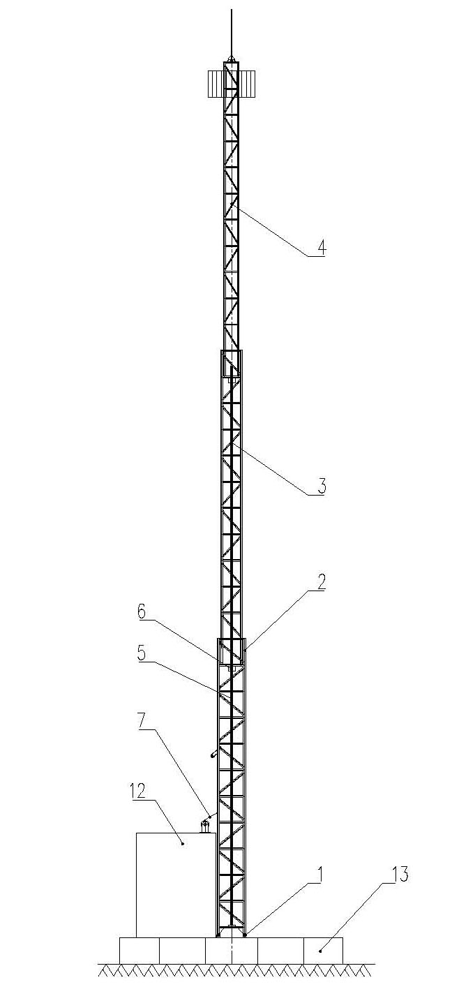 Elevator socket-type tower body, mobile communication base station and mounting method for tower body