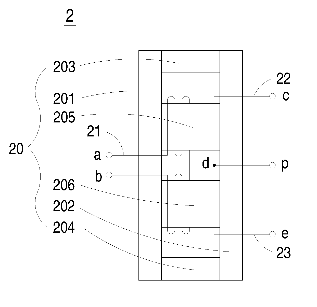 Magnetic element and magnetic core assembly having reduced winding loss