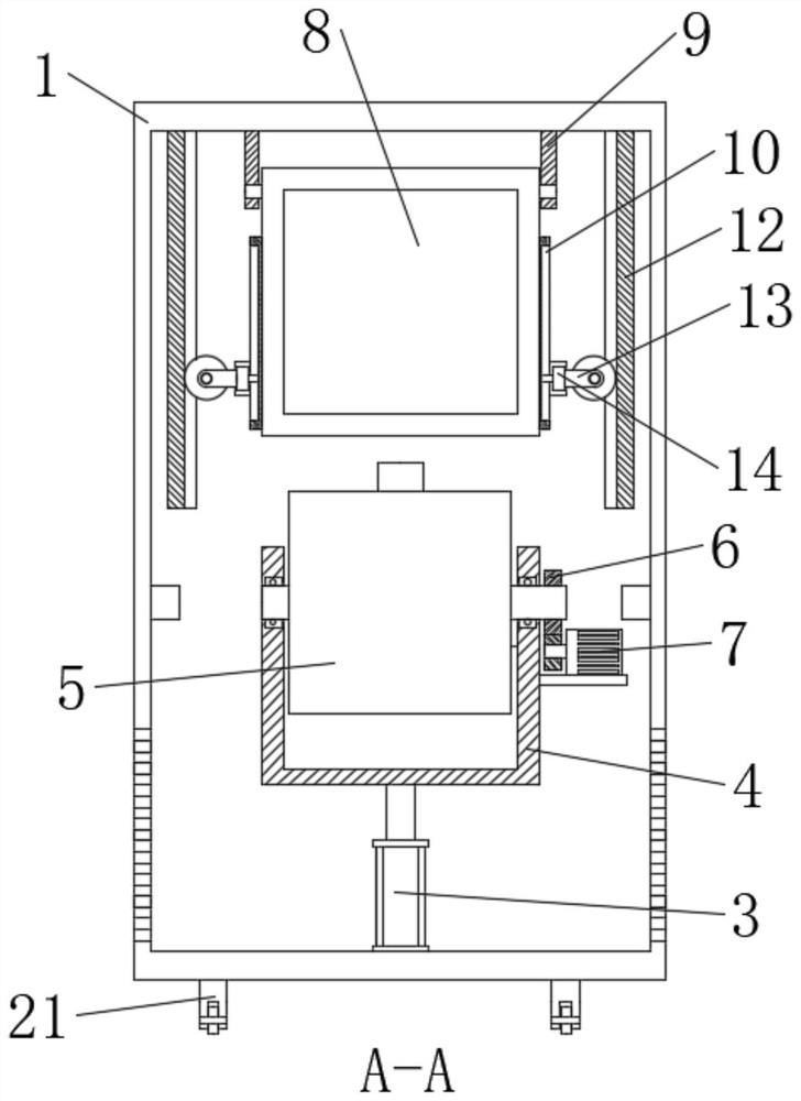 A projector mobile base that automatically adjusts the size of the screen