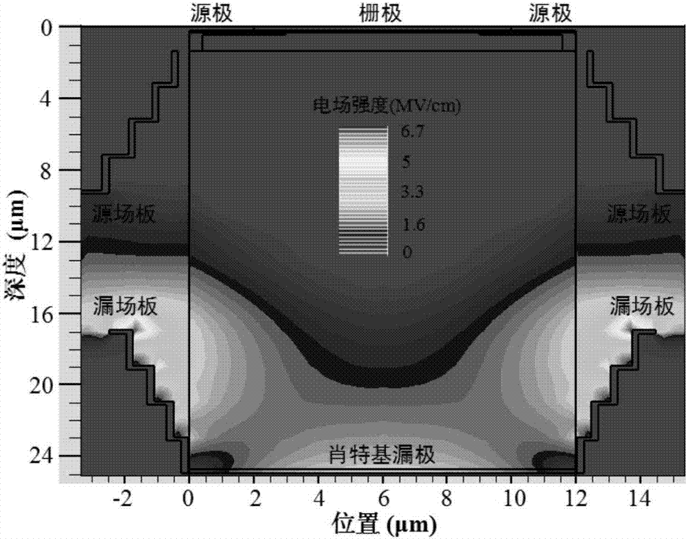 Source-drain composite field plate vertical type power electronic device