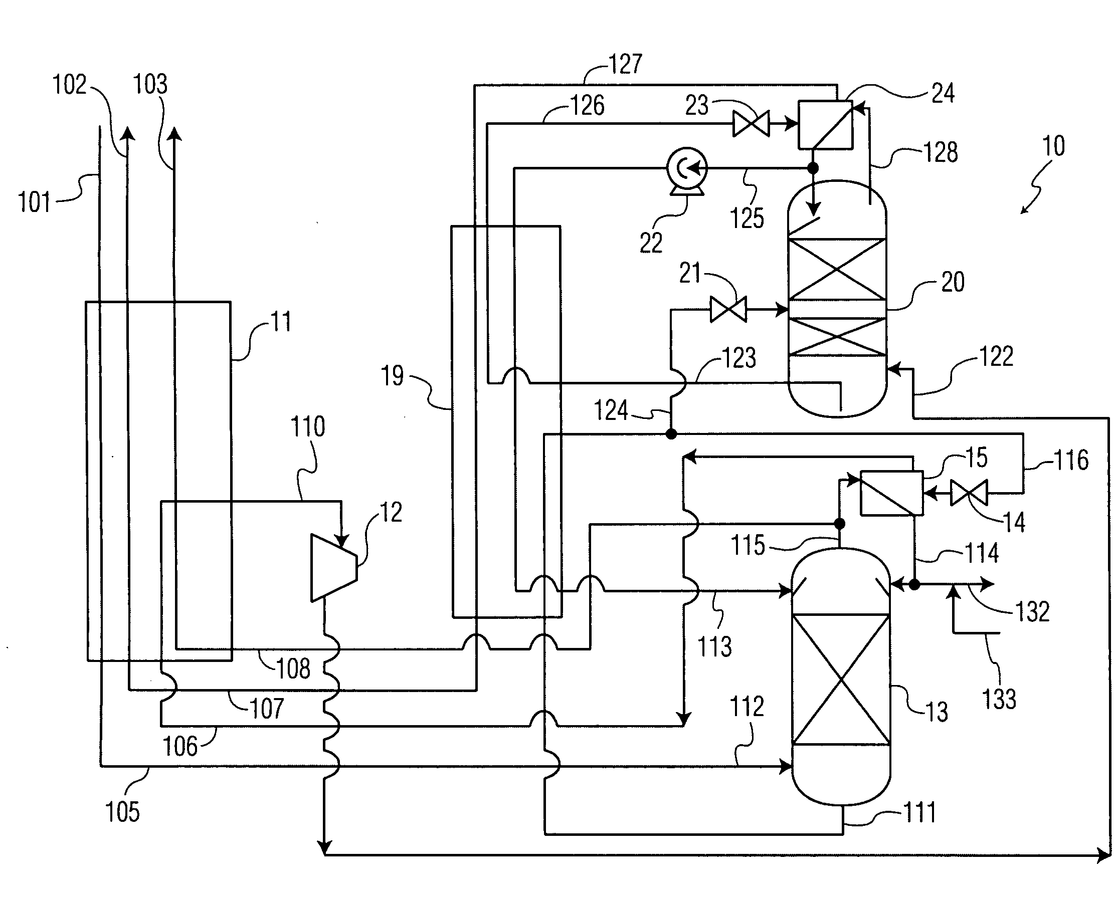 Method and apparatus for production of high-pressure nitrogen from air by cryogenic distillation