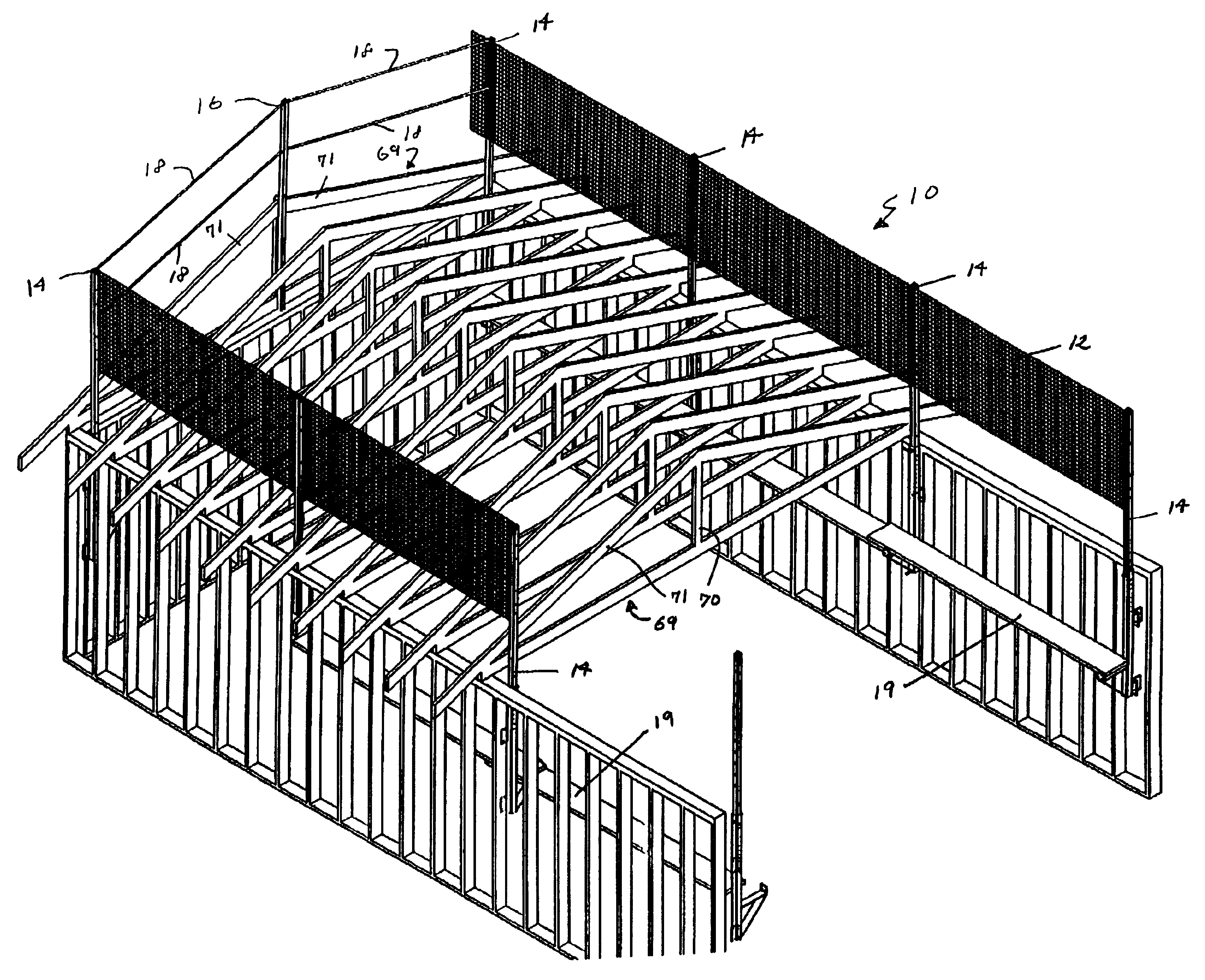 Rooftop fall arrester with working platform