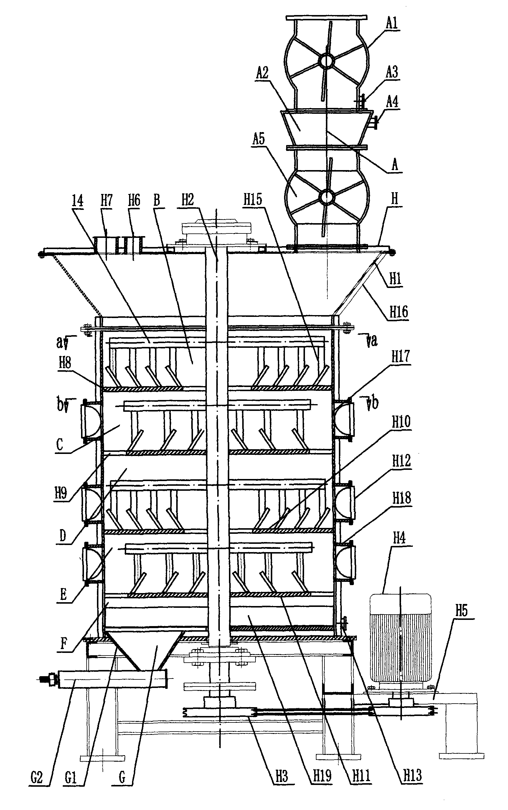 Vertical continuous microwave heating low-temperature cracking furnace for garbage