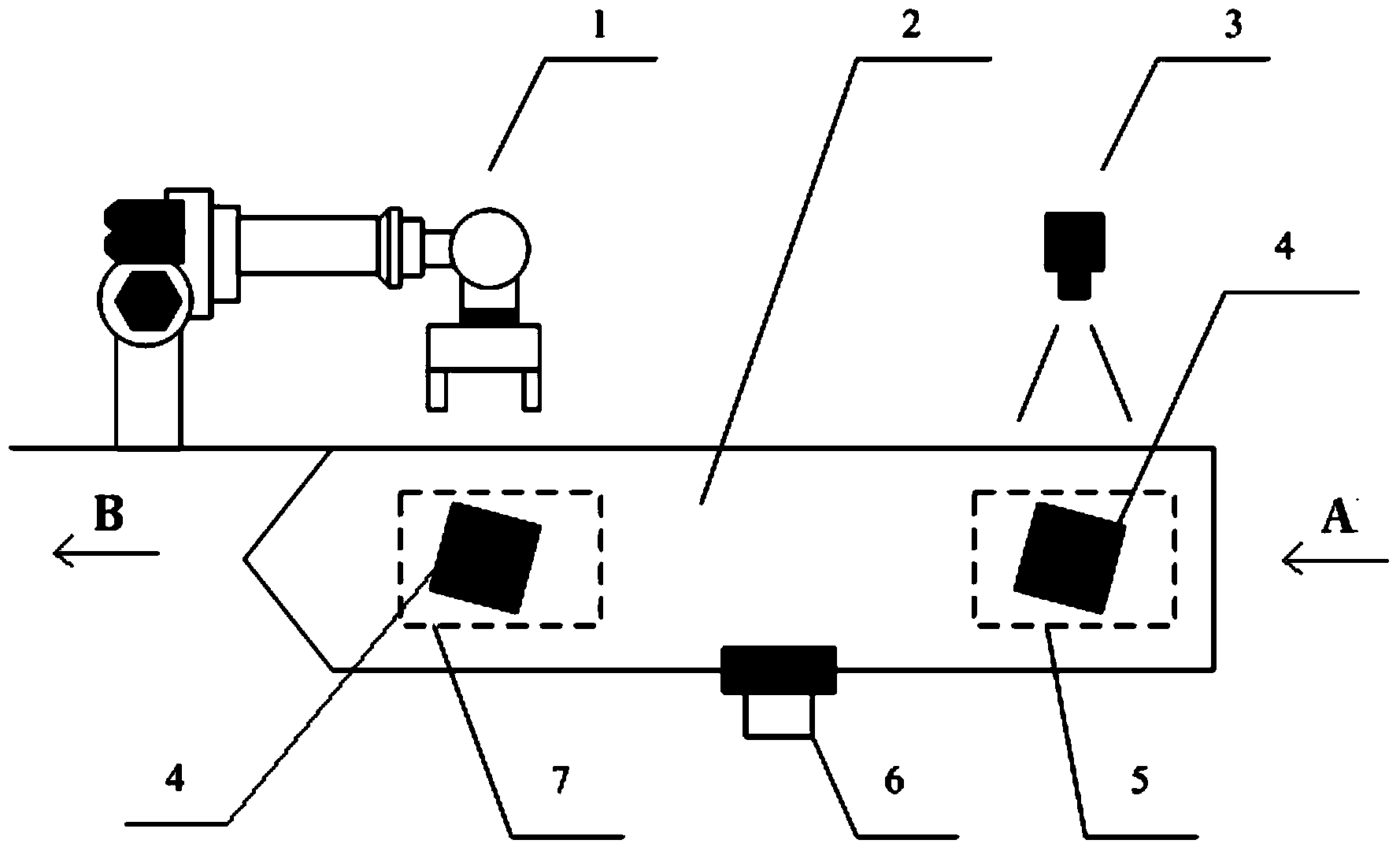 Device and method for positioning workpiece on linear conveyor belt through visual system