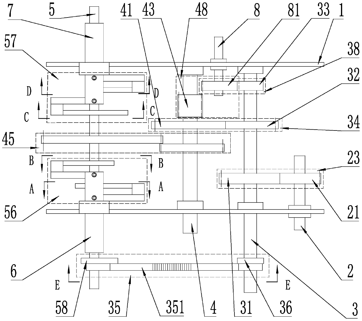 Multi-mode fishing net knitting machine movement mechanism