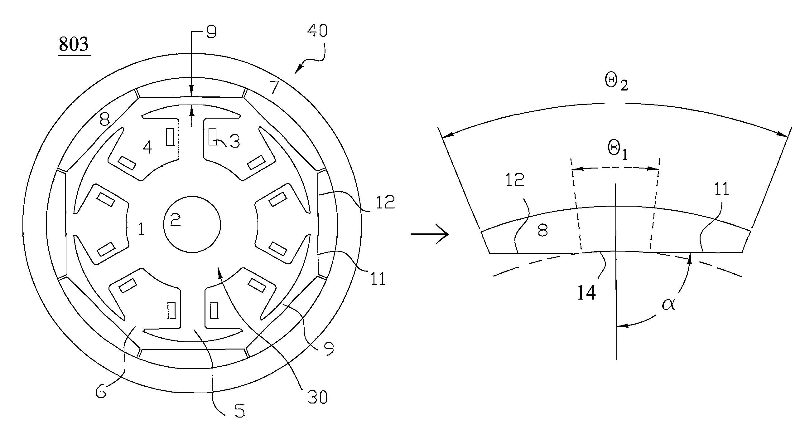 Rotary structure of permanent magnet electric machinery and method for determining the structure thereof