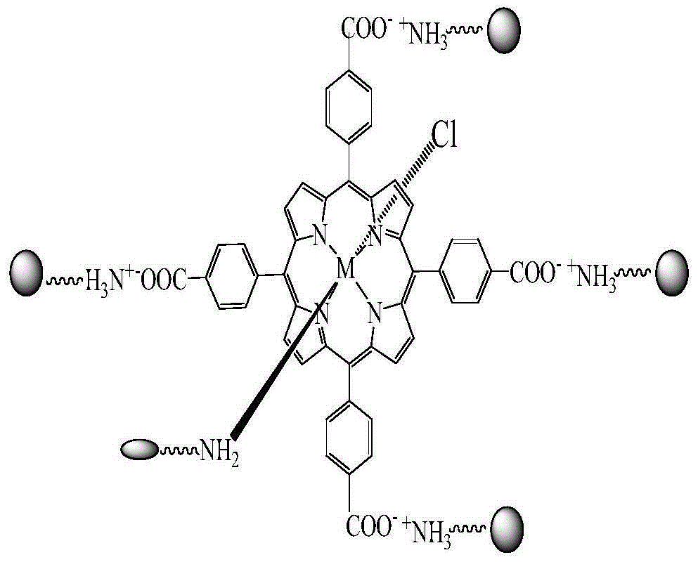 Preparation method and application of chitosan grafted tetrakis (p-carboxyphenyl) metalloporphyrin