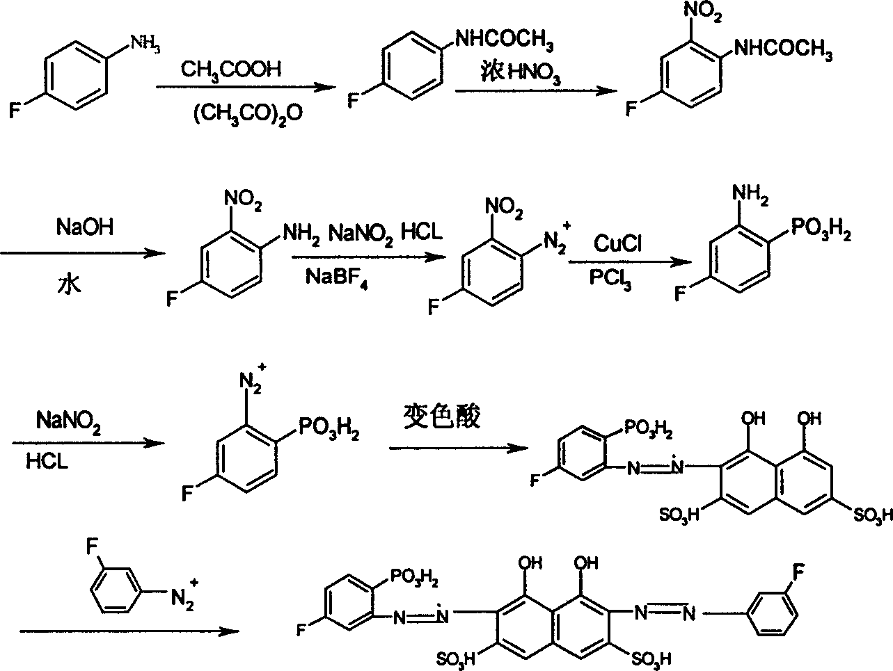 Synthesis and use of novelthorium color developing reagent metafluoro azo fluorophosphine