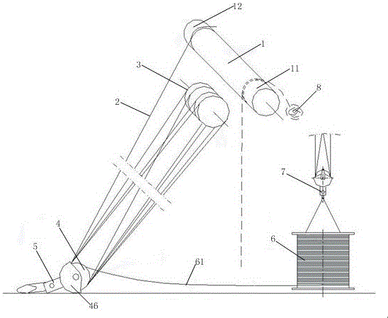 Method for replacing crane main hook steel wire rope