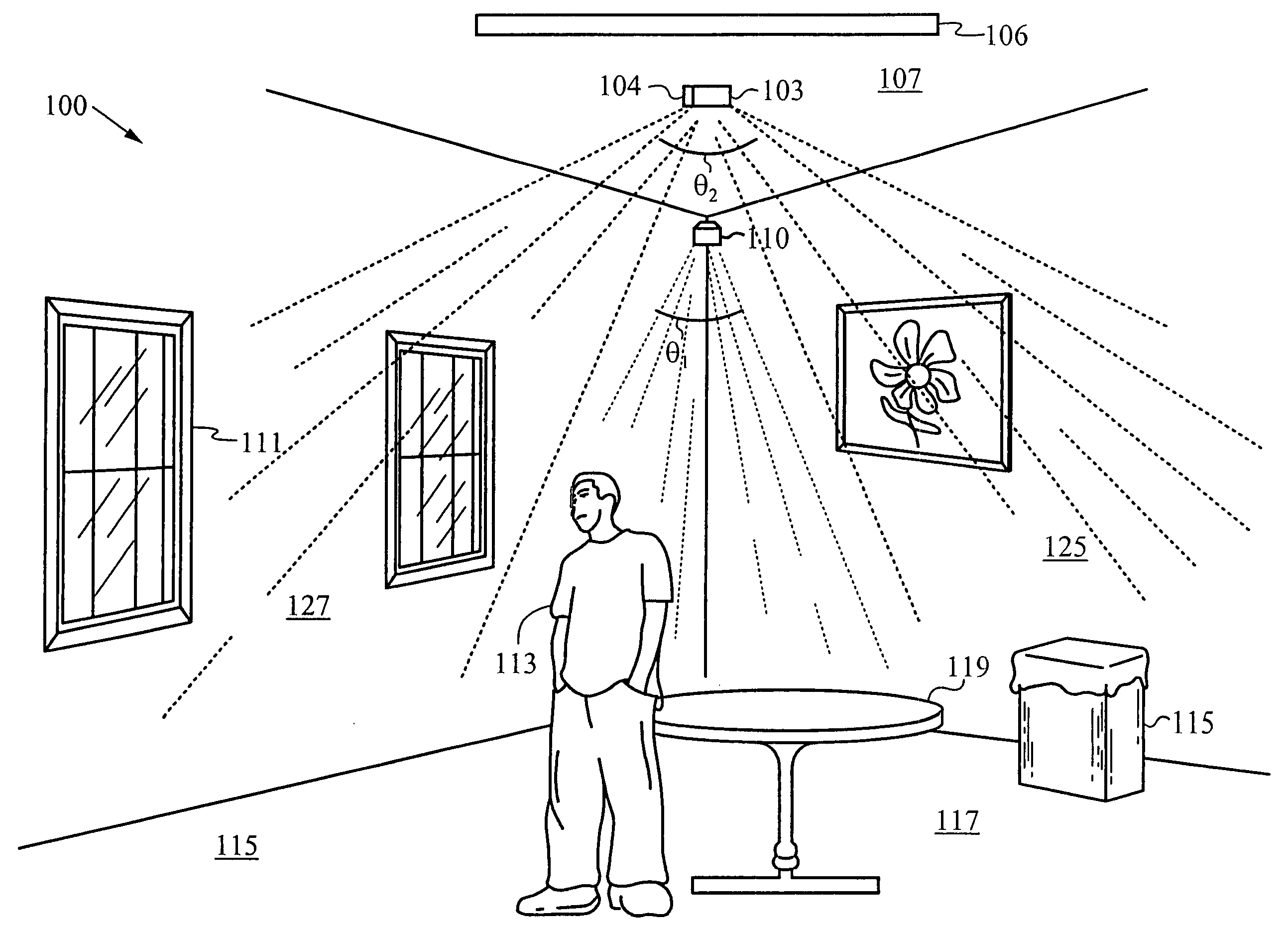 Broad field motion detector