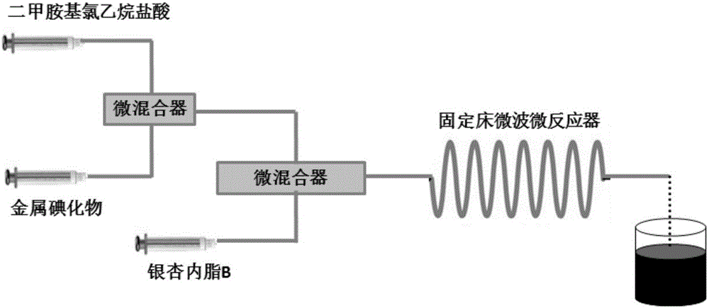 Method for preparing dimethylamino ethyl bilobalide B by using micro reaction device