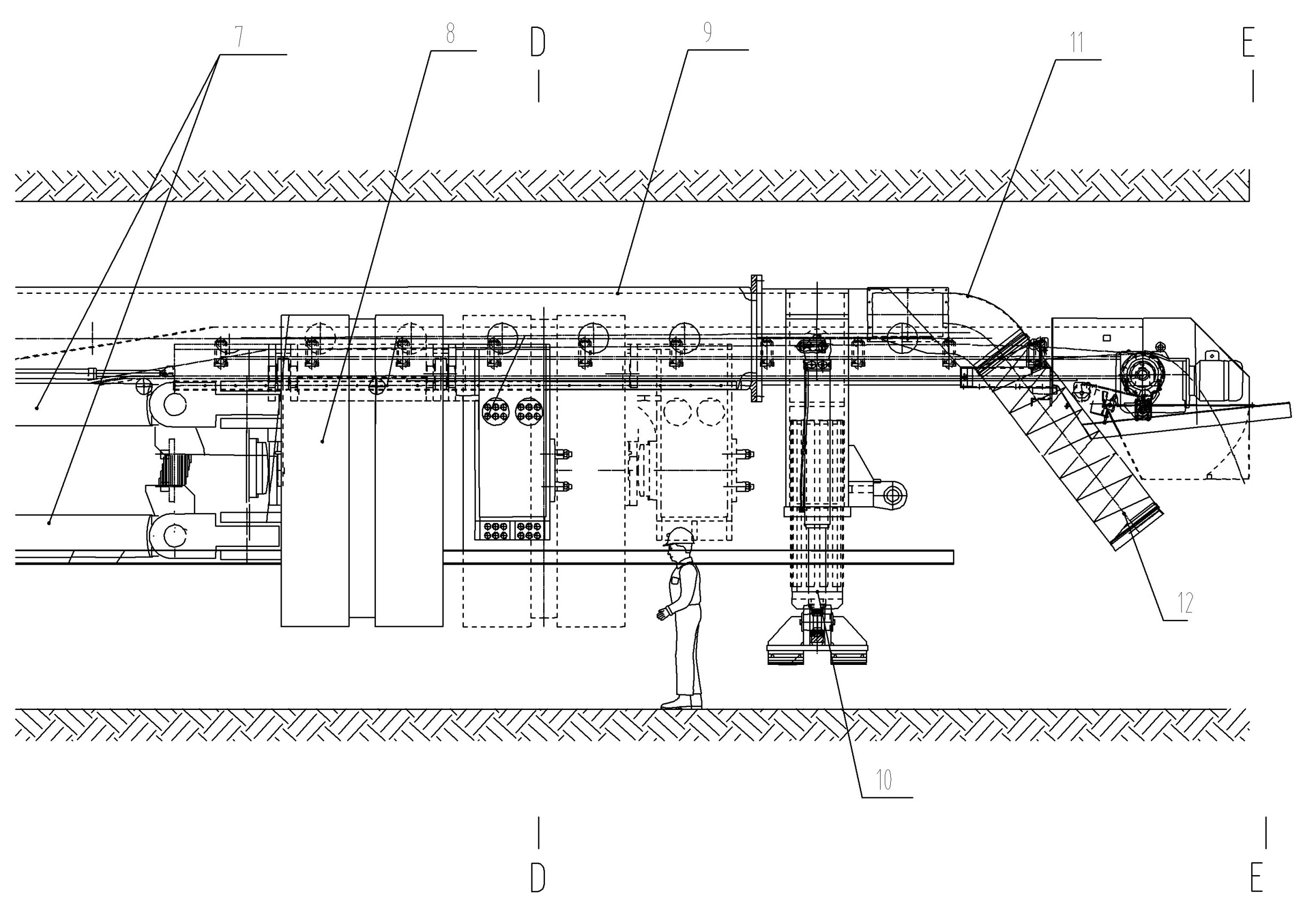 Coal roadway tunneling machine with double round cutter heads